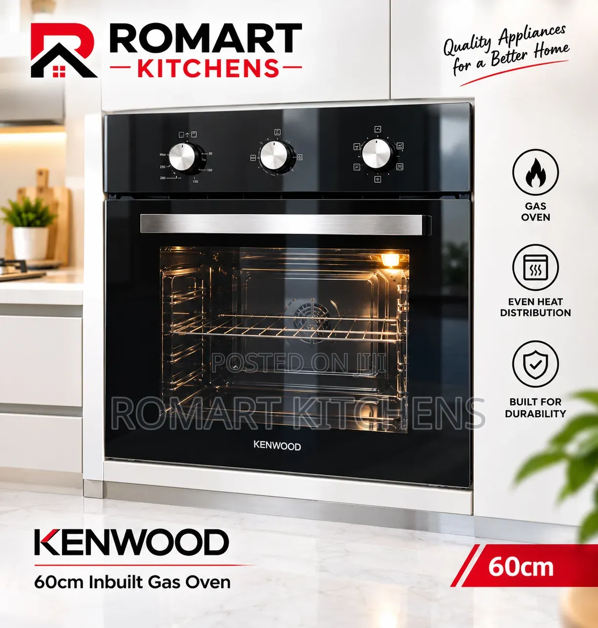 Top Quality Kenwood 60cm Inbuilt Gas Oven.