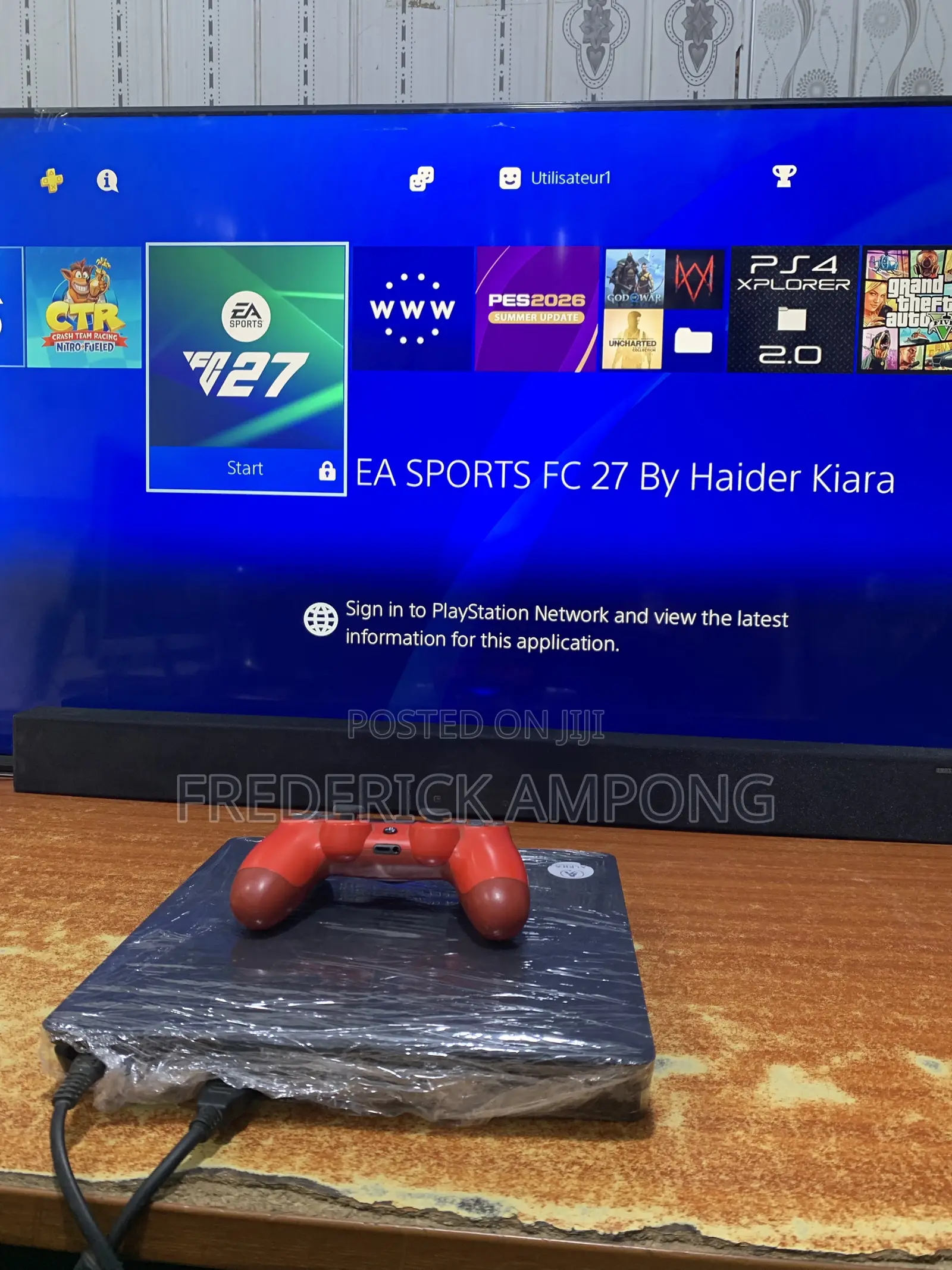 Ps4 Slim With 12games Including Fc 27 Very Neat No Fault 1tb