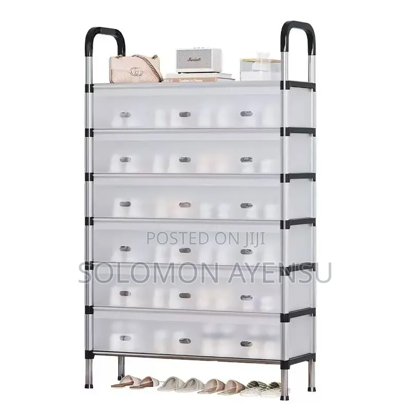 Multi-Layer Shoe Organizer Tower With Transparent Flip-Down Covers .