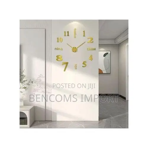 Modern DIY Wall Clock for Living Room, Bedroom Office- Gold Color