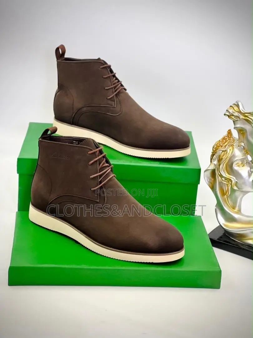 Brown Chukka-Style Ankle Boots With a Smooth Suede Texture