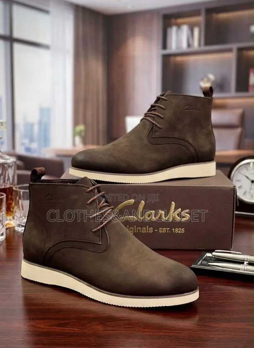 Brown Chukka-Style Ankle Boots With a Smooth Suede Texture
