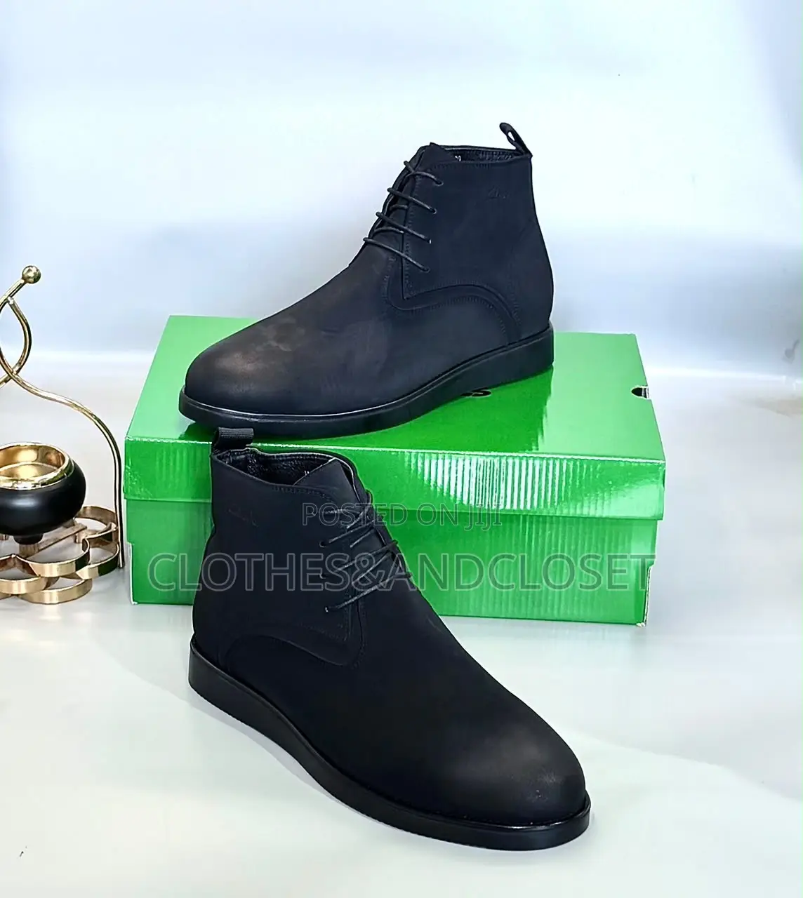 Men's Black Nubuck Leather Ankle Boots