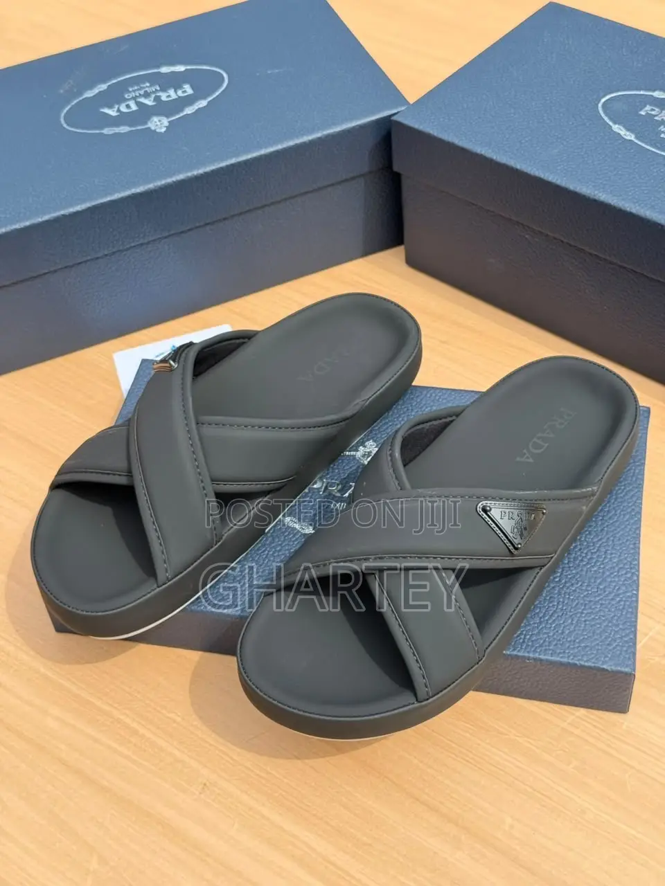 Prada Black Cross-Strap Slippers – Sleek Luxury, Everyday Comfort
