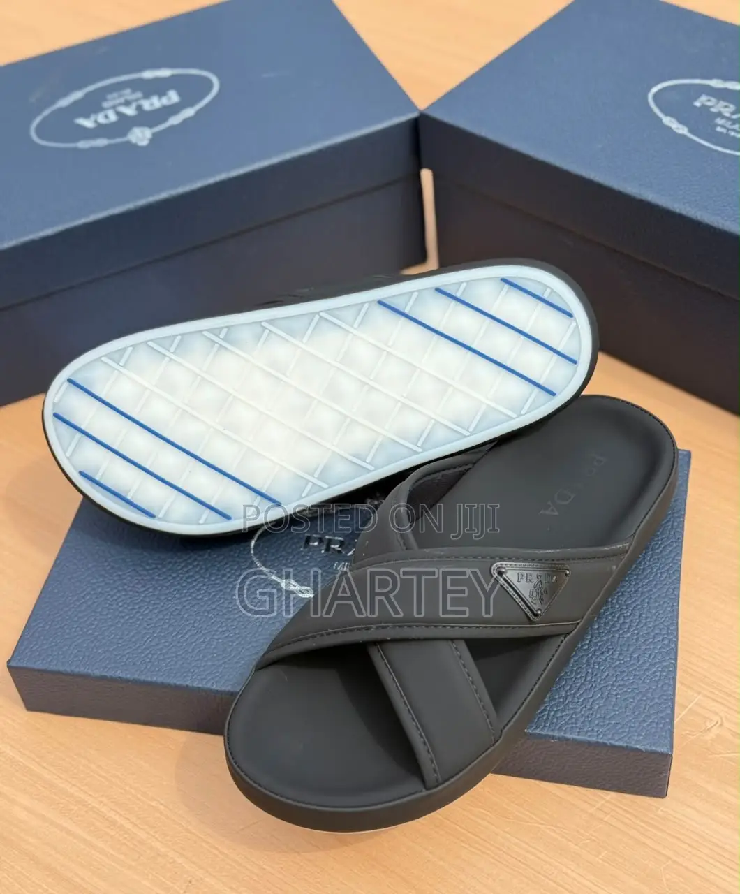 Prada Black Cross-Strap Slippers – Sleek Luxury, Everyday Comfort