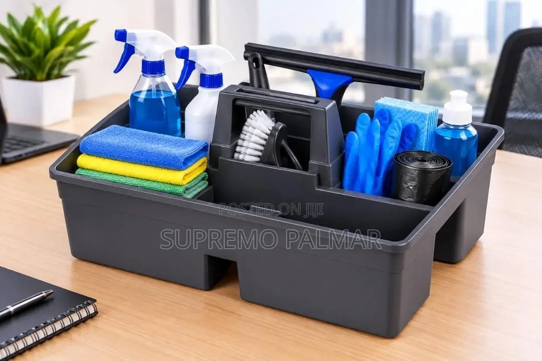 Grey Cleaning Caddy – Multi-Compartment Tool Carry Basket Tray