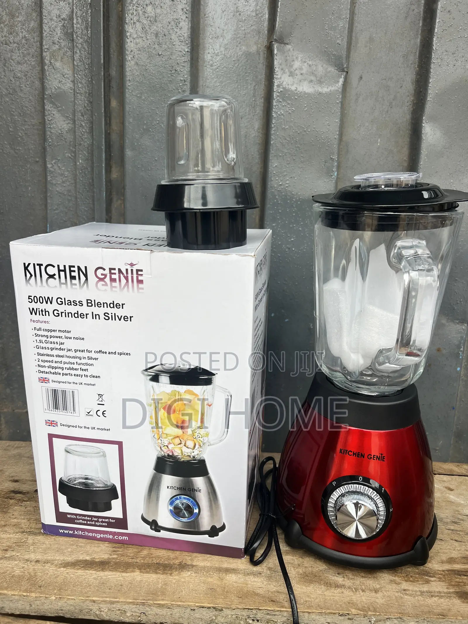 Kitchen Genie 500W Glass Blender With Spice Grinder