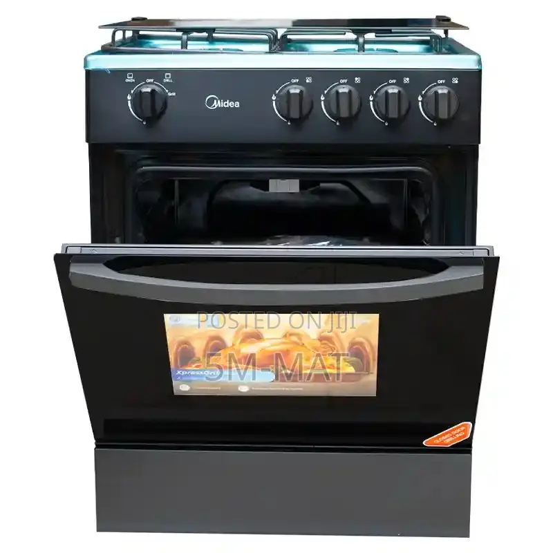 Midea 4 Burner 60 X 60cm Gas Cooker With Grill – Black (24tmg4g081-B)