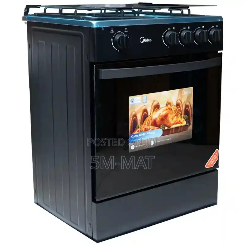 Midea 4 Burner 60 X 60cm Gas Cooker With Grill – Black (24tmg4g081-B)