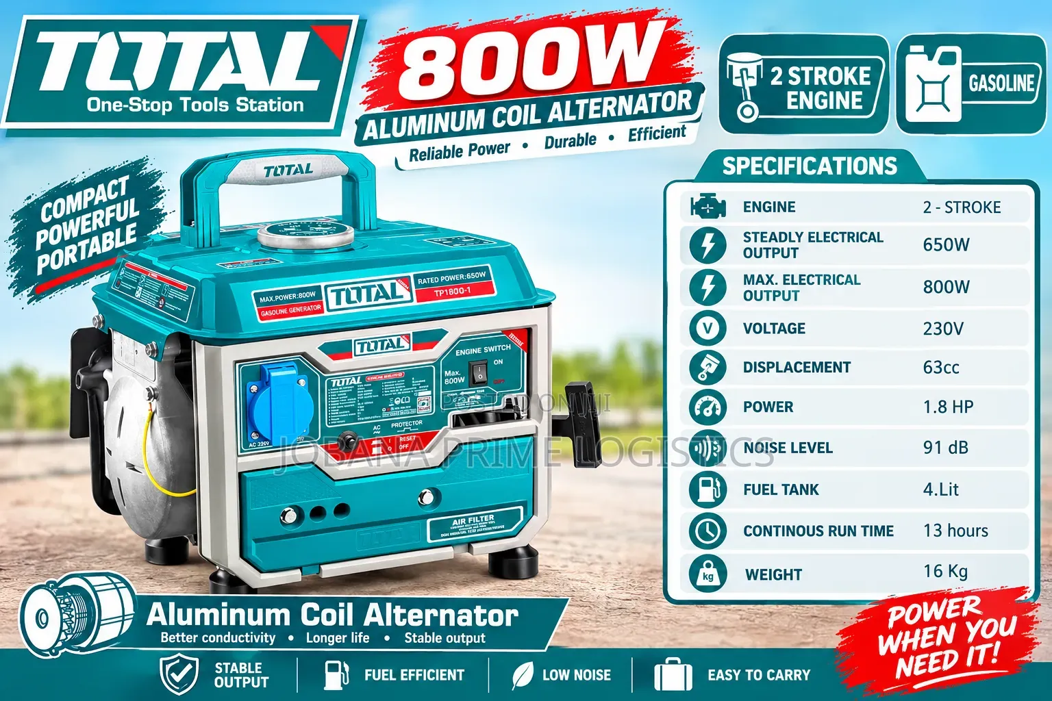 Total 800w Gasoline Generator