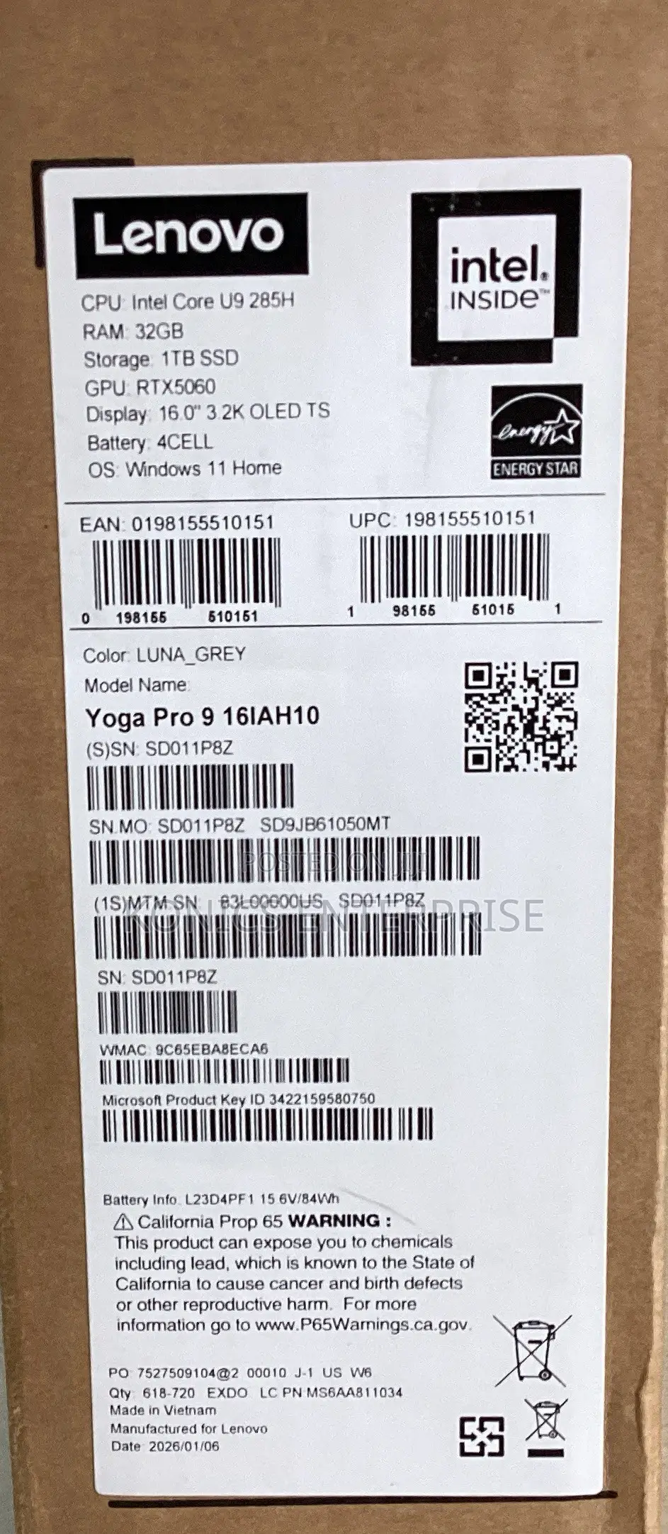 New Lenovo Yoga Pro 9i Aura Edition 32GB Intel Core Ultra 9 SSD 1T