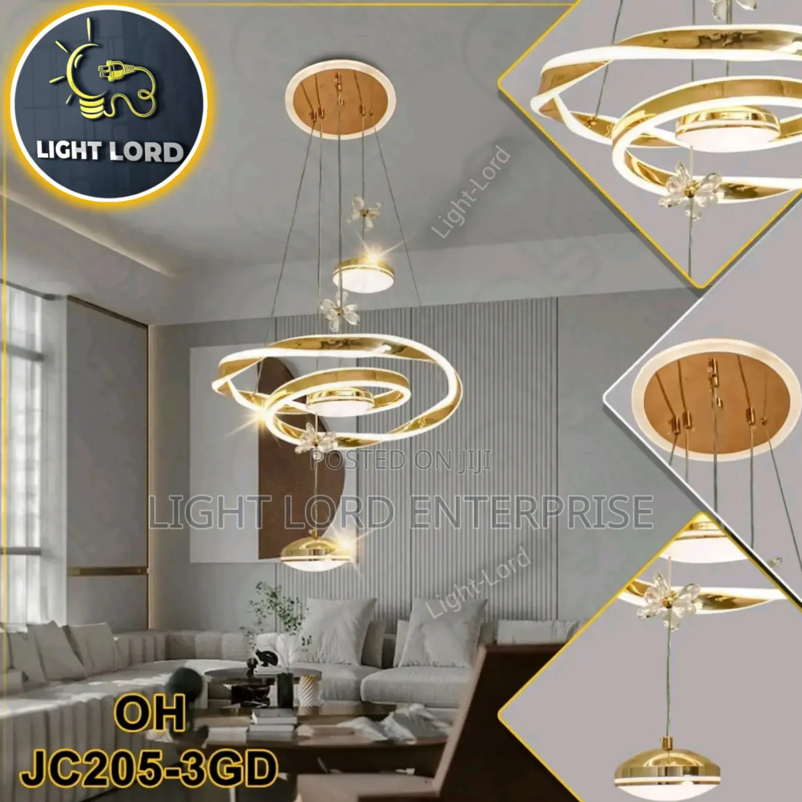 JC205-3GD Hall 3color Pendant Light