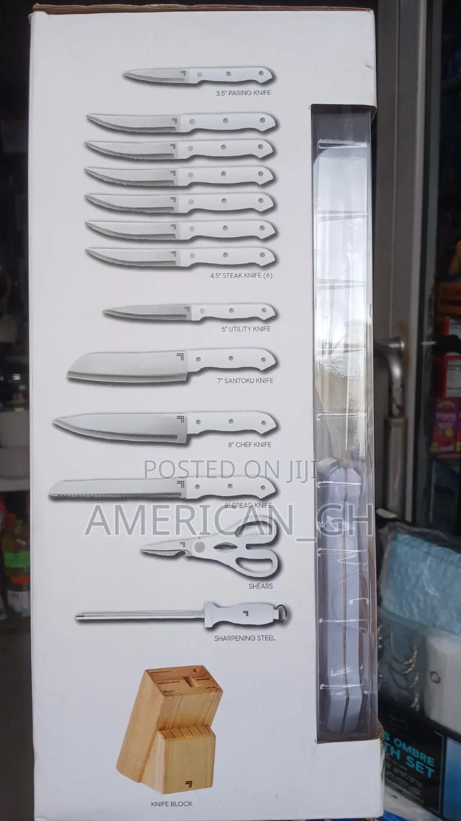 14 Pieces Sharper Image Knife Block Set(White)