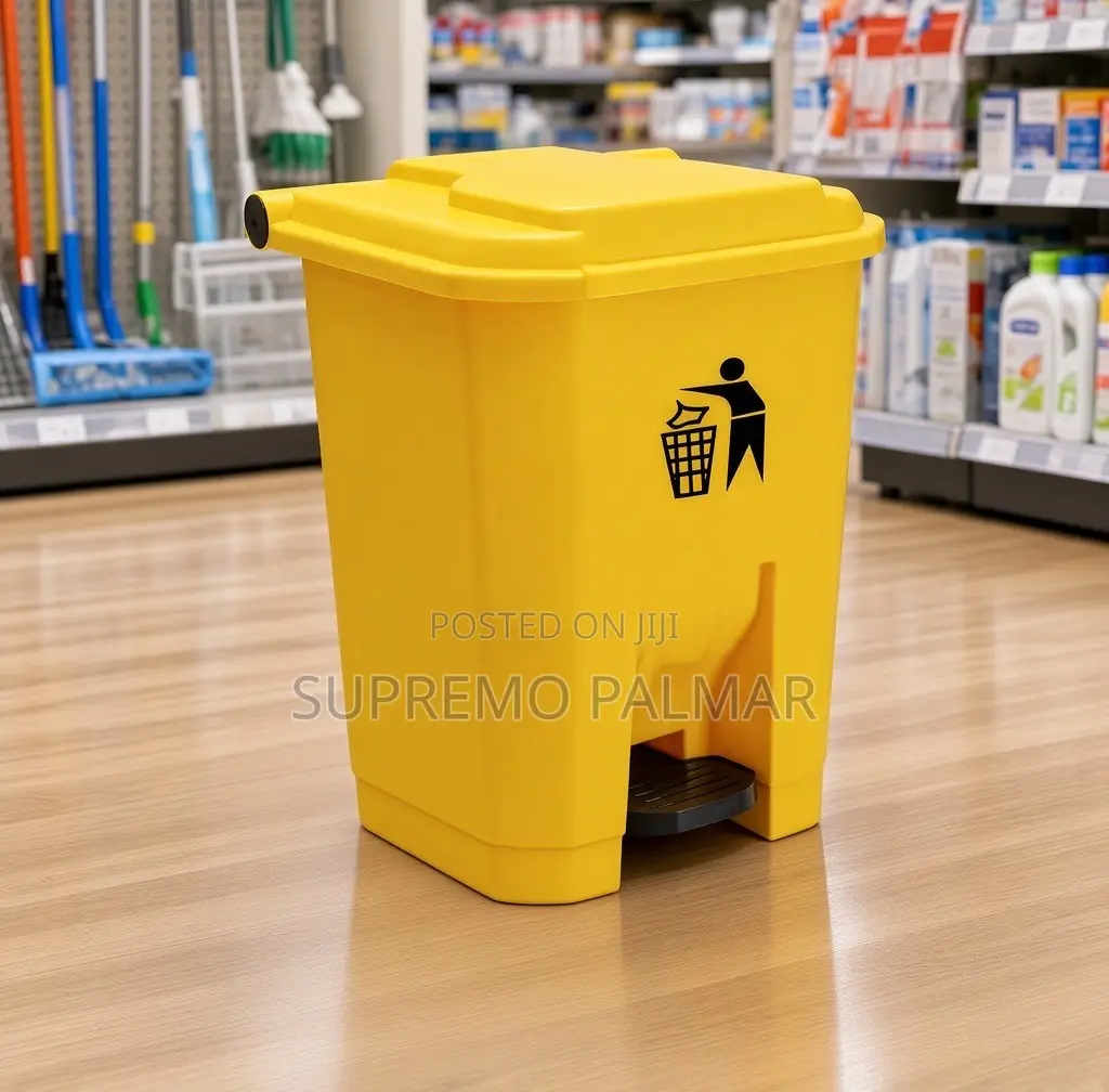 50L Yellow Dustbin With Pedal – Plastic Waste Bin With Covered Lid