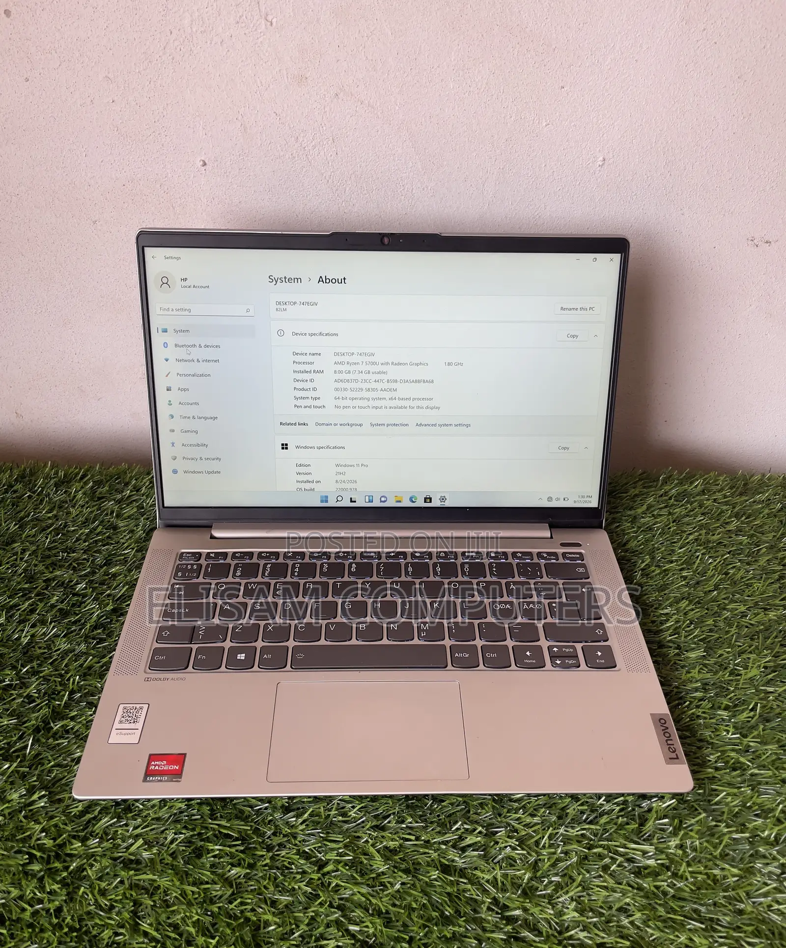Laptop Lenovo 8GB AMD Ryzen 7 SSD 256GB