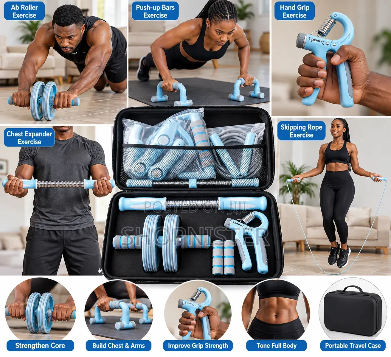 10-in-1 Home Gym Fitness Kit – Portable Full Body Exercise Set