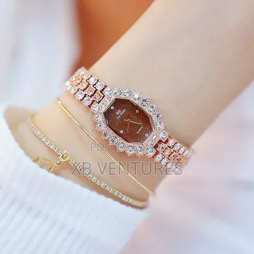 BS Bee Octagonal Dial Diamond Plated Rhinestone Bracelet Watch