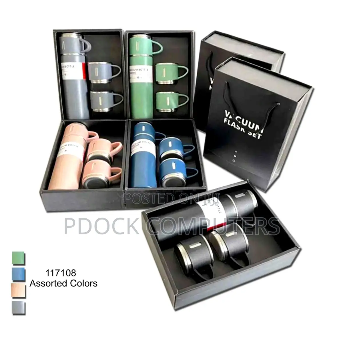 Premium Stainless Steel Vacuum Flask Set With 2 Extra Cups ( Colours)