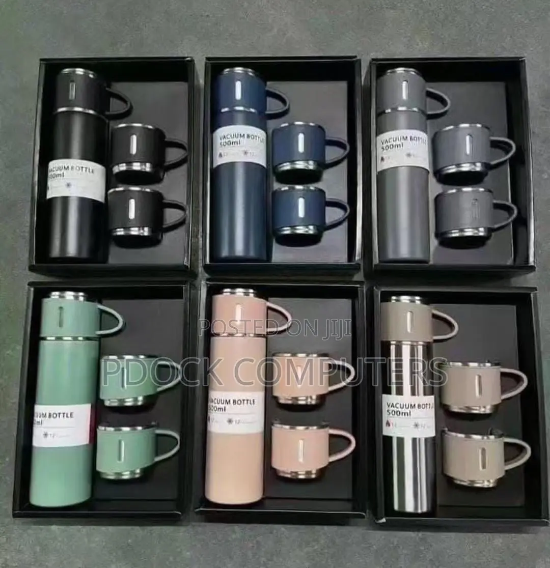 Premium Stainless Steel Vacuum Flask Set With 2 Extra Cups ( Colours)