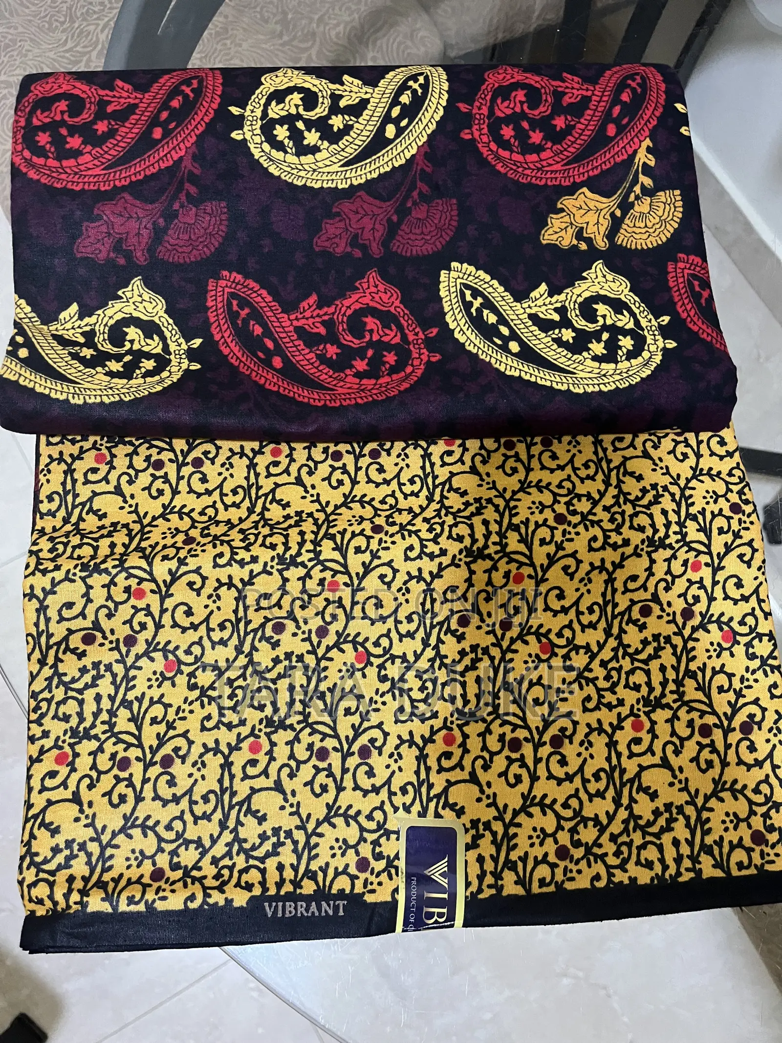 Burgundy and Gold African Print