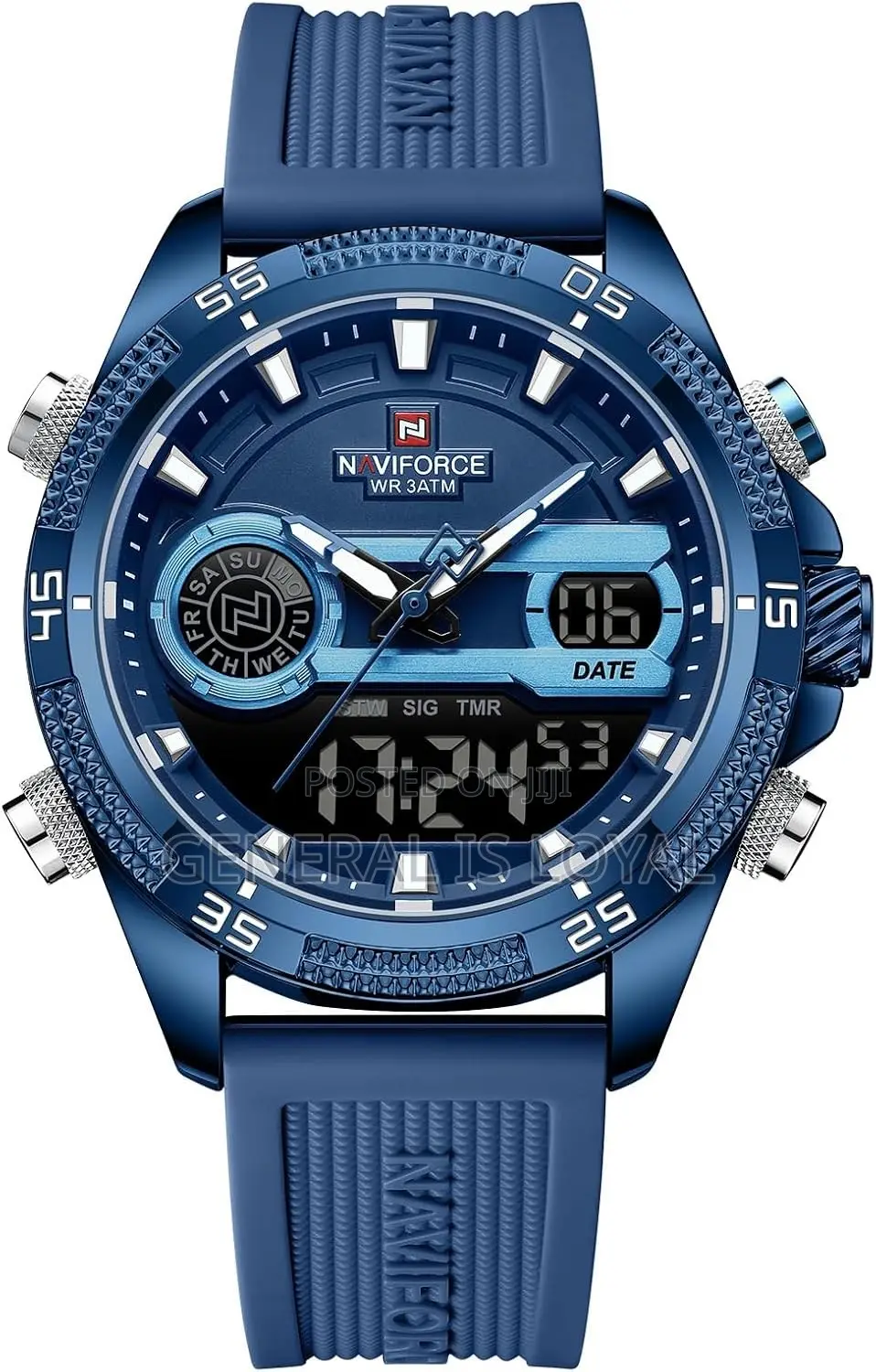 NaviForce Men's Chronograph Digital Analog Luminous Silicon Strap