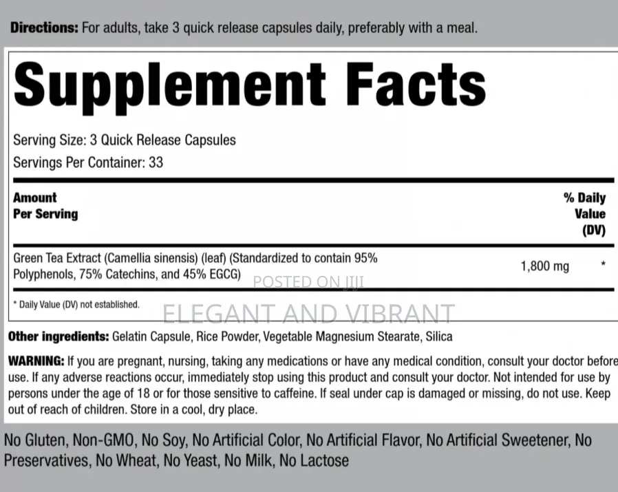 EGCG Green Tea Extract | 1800mg | 100 Capsules |