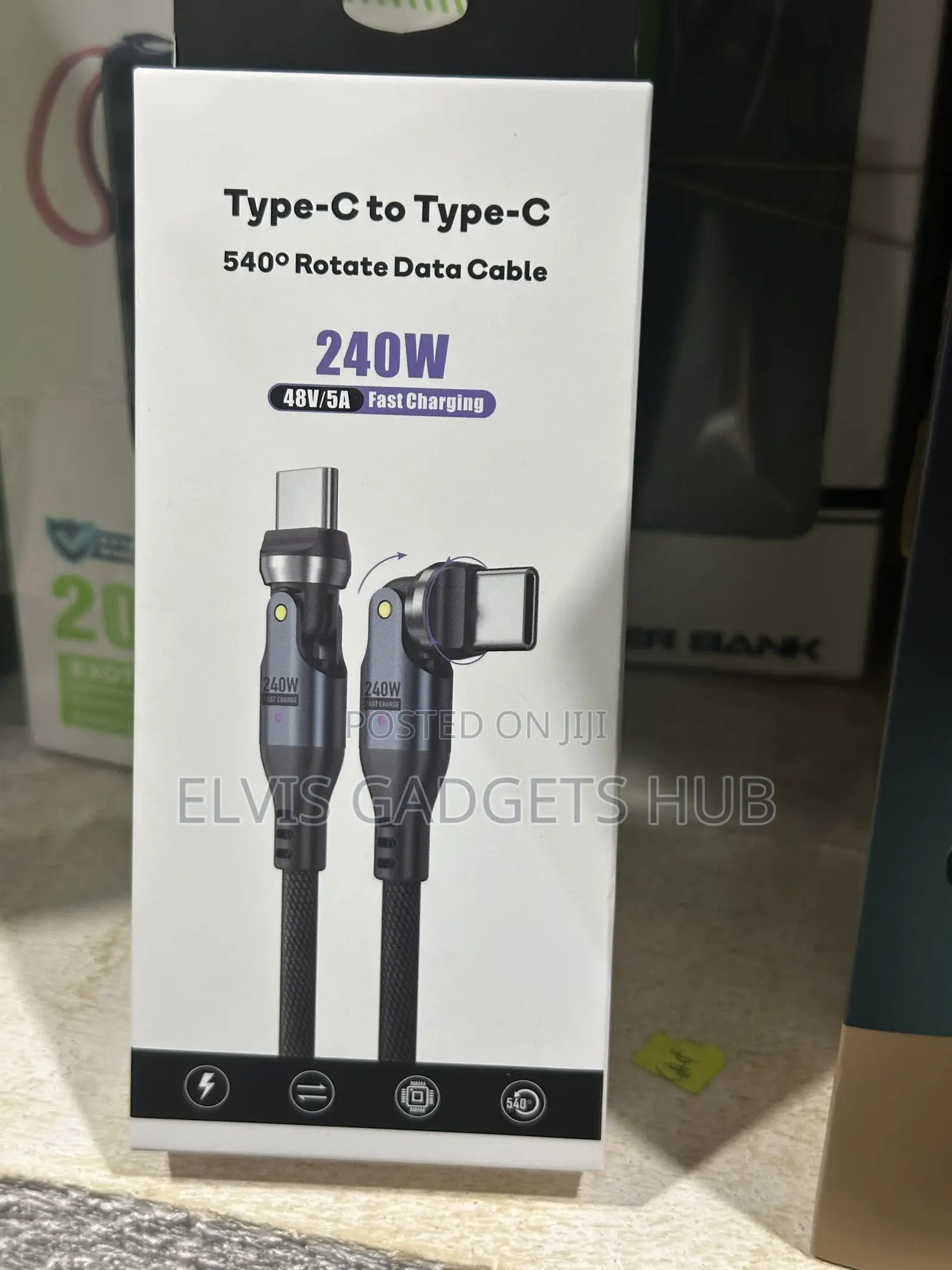 540° Rotating 240W Fast Charging Cord for iPhone17/16 Pro,Samsung S25