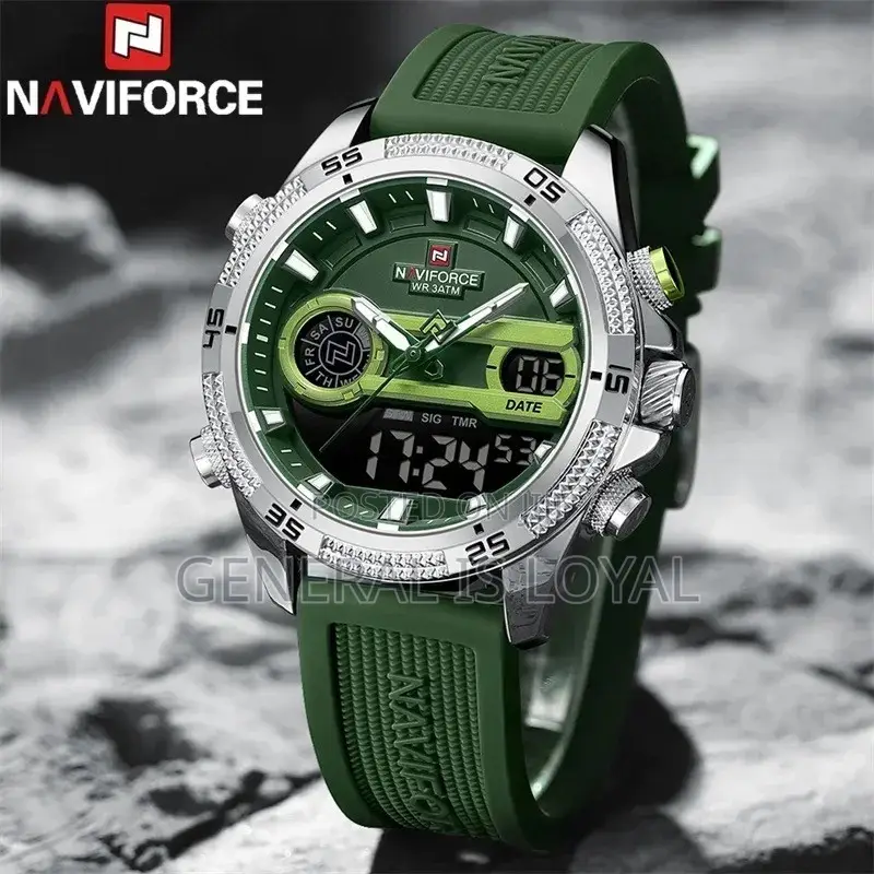 Naviforce Silver Watch With Rubber Strap