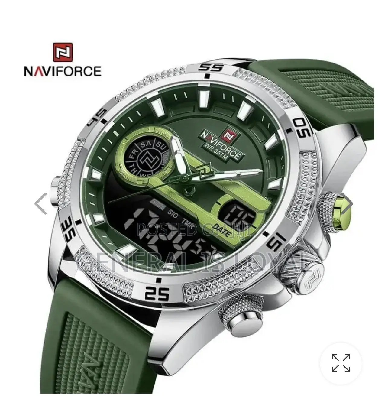 Naviforce Silver Watch With Rubber Strap