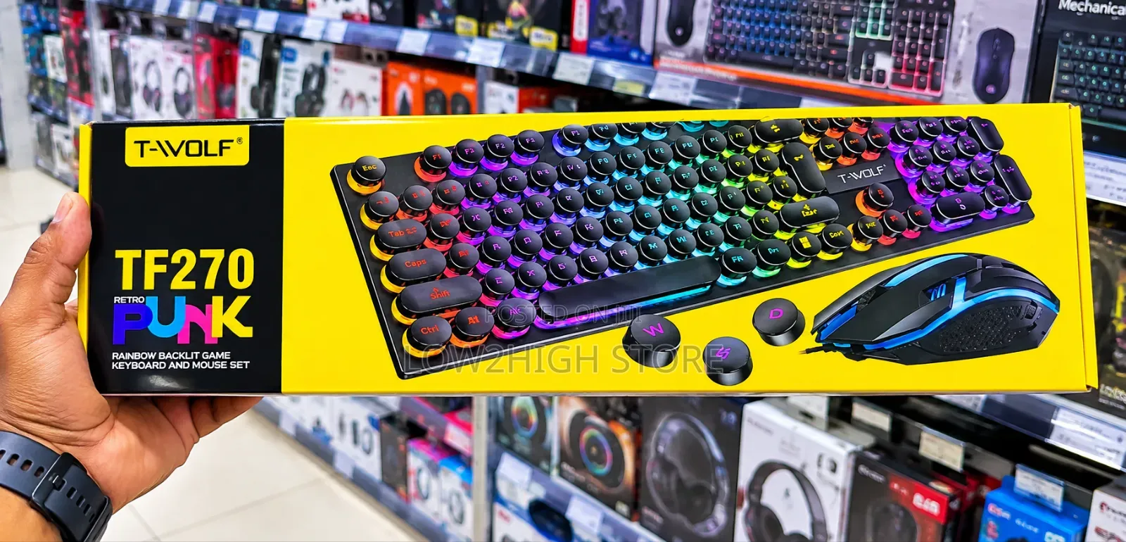T-Wolf TF270 Gaming Keyboard Mouse Combo. RGB Backlight Wired USB