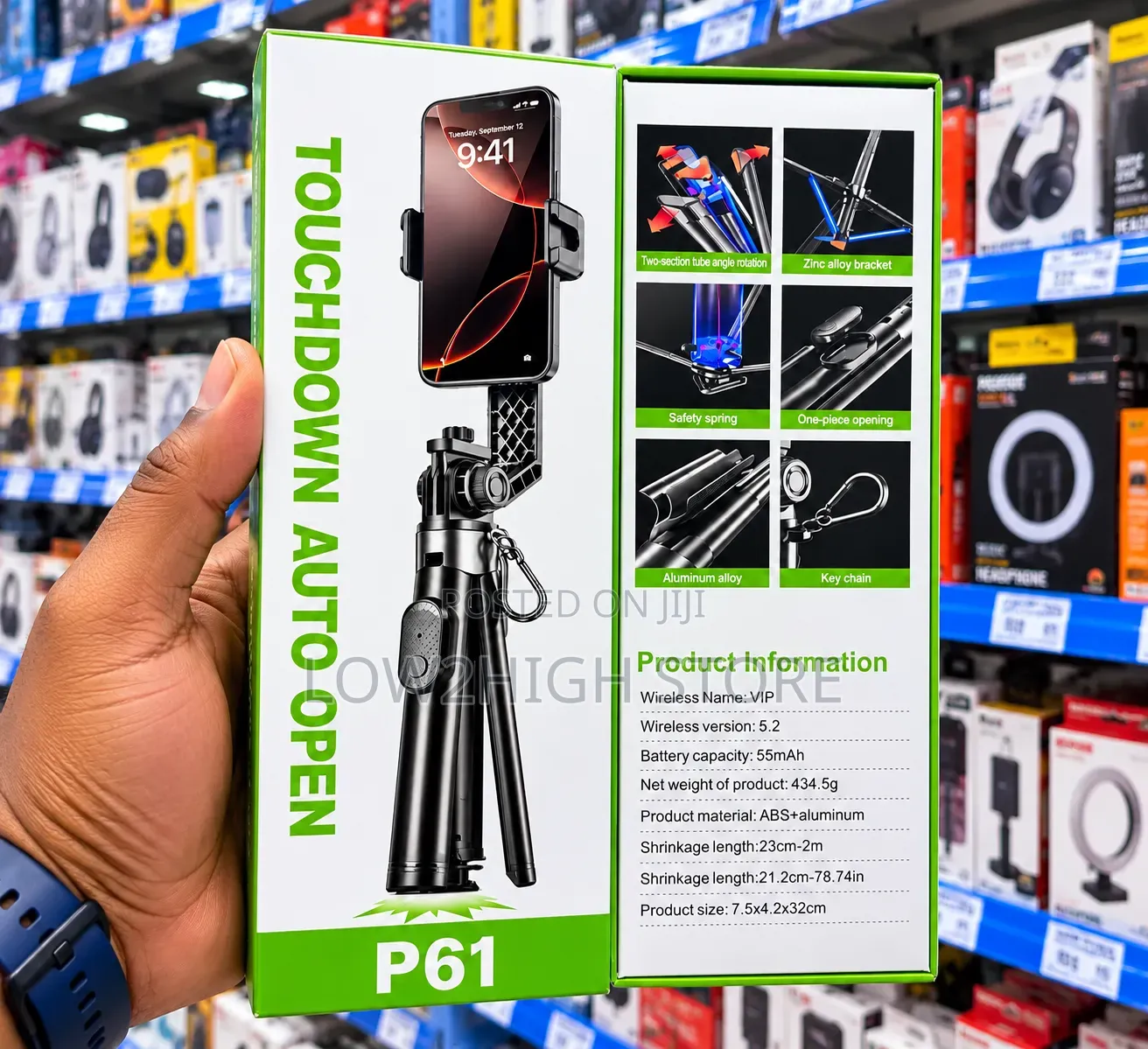 Universal P61 Touchdown Auto-Open Selfie Stick Tripod