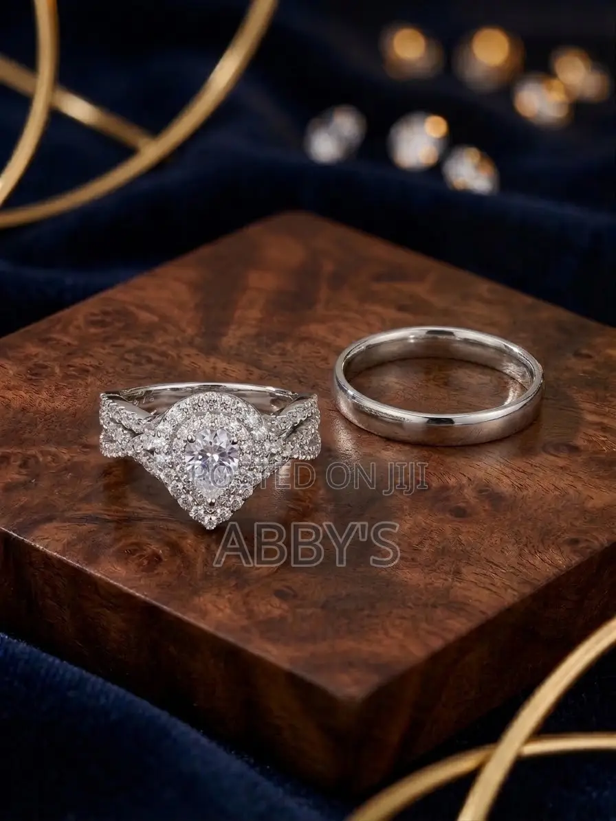 3PCS Elegant Pear Shaped S925 Sterling Silver Wedding Ring