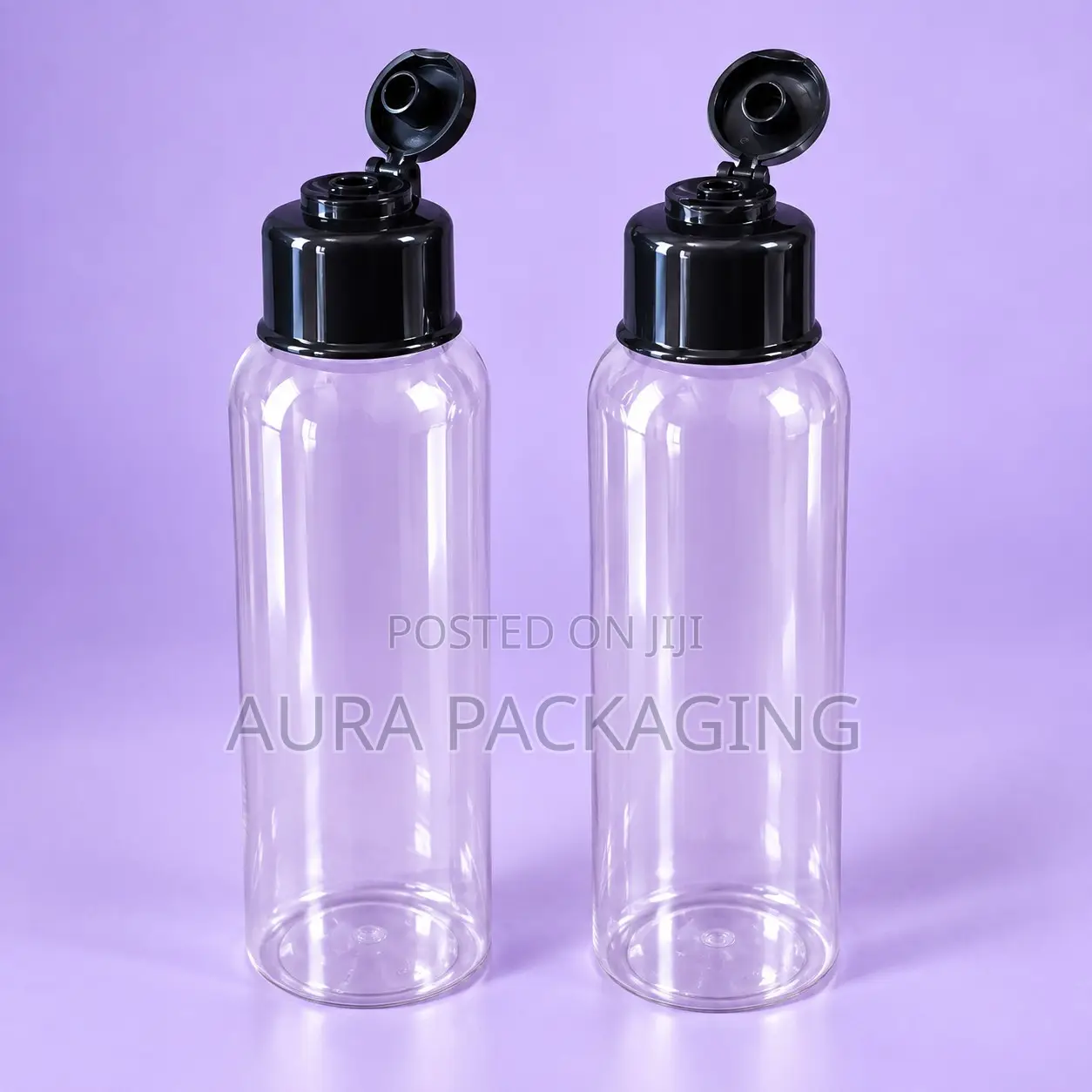 Clear Bottle With Gold or Black Flip Cap