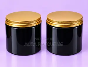 Black Tall PET Jar 500ml With Gold Lid