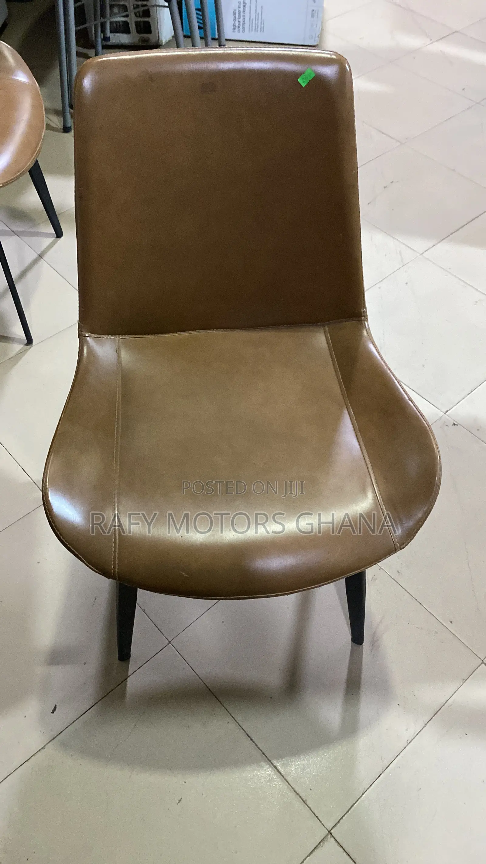 Brown Leather Modern Upholstered Accent Chair With Black Metal Legs