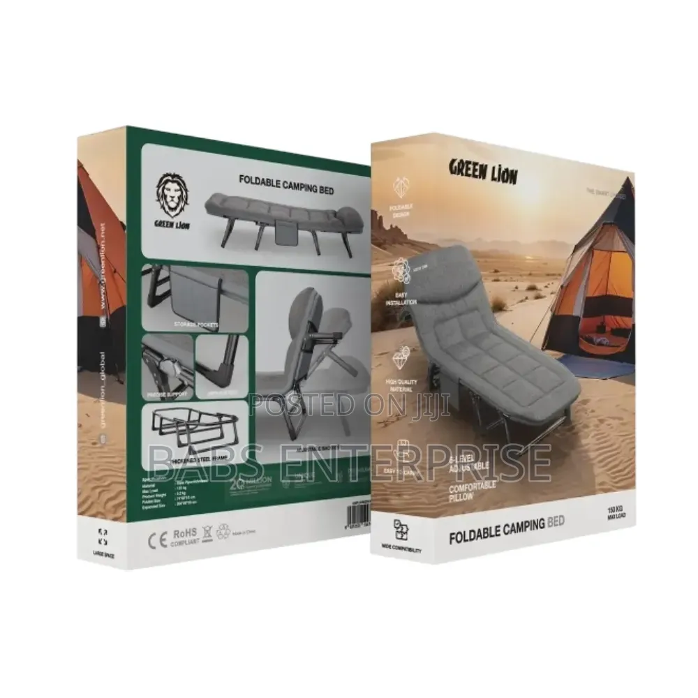 Green Lion Foldable Camping Bed – Gray