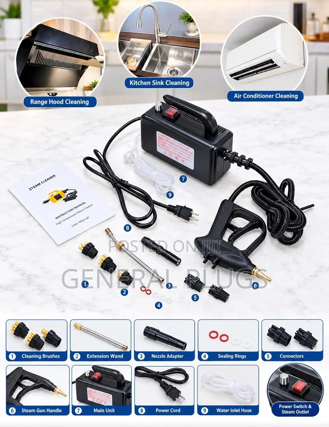 Hot Vapor Deep Sterilization Deep Steam Cleaner for Cars, Kitchen Etc