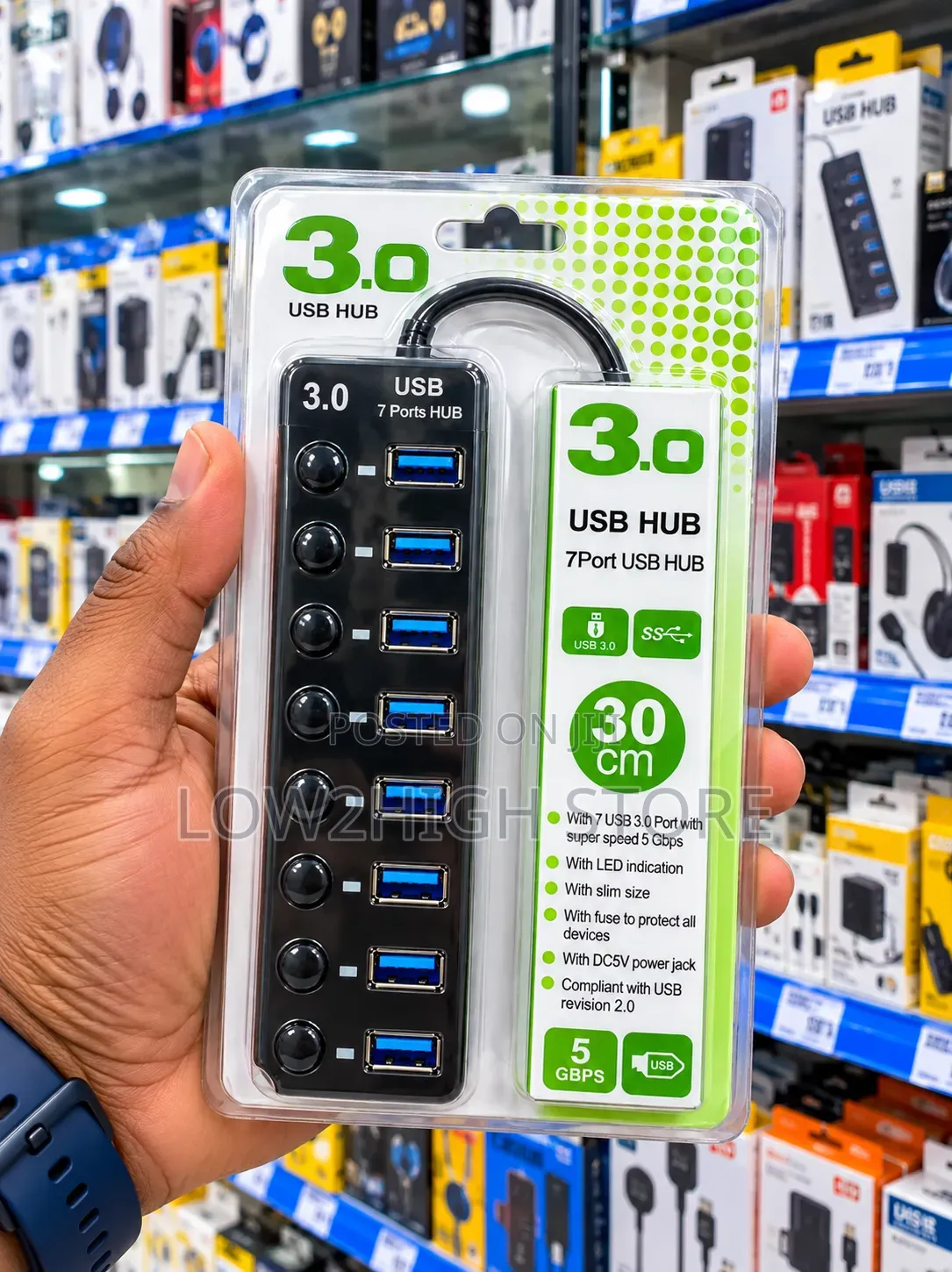 7-Port USB 3.0 Hub With Individual Switches