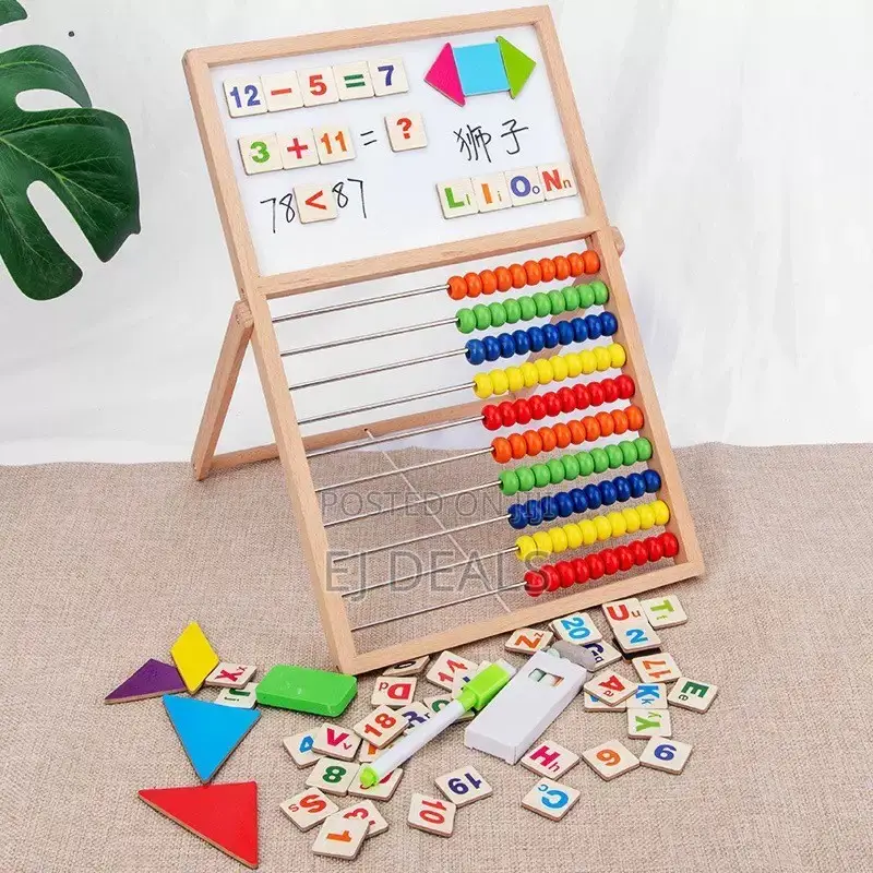 Multi-Functional Wooden Educational Abacus and Whiteboard Easel