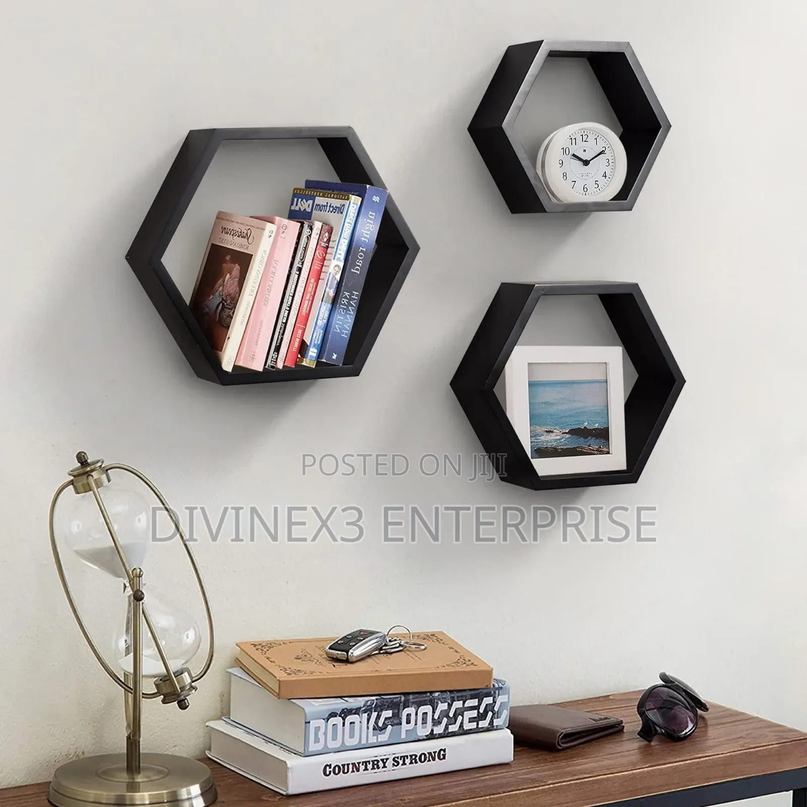 Hexagon Floating Shelves – 3-Piece Set