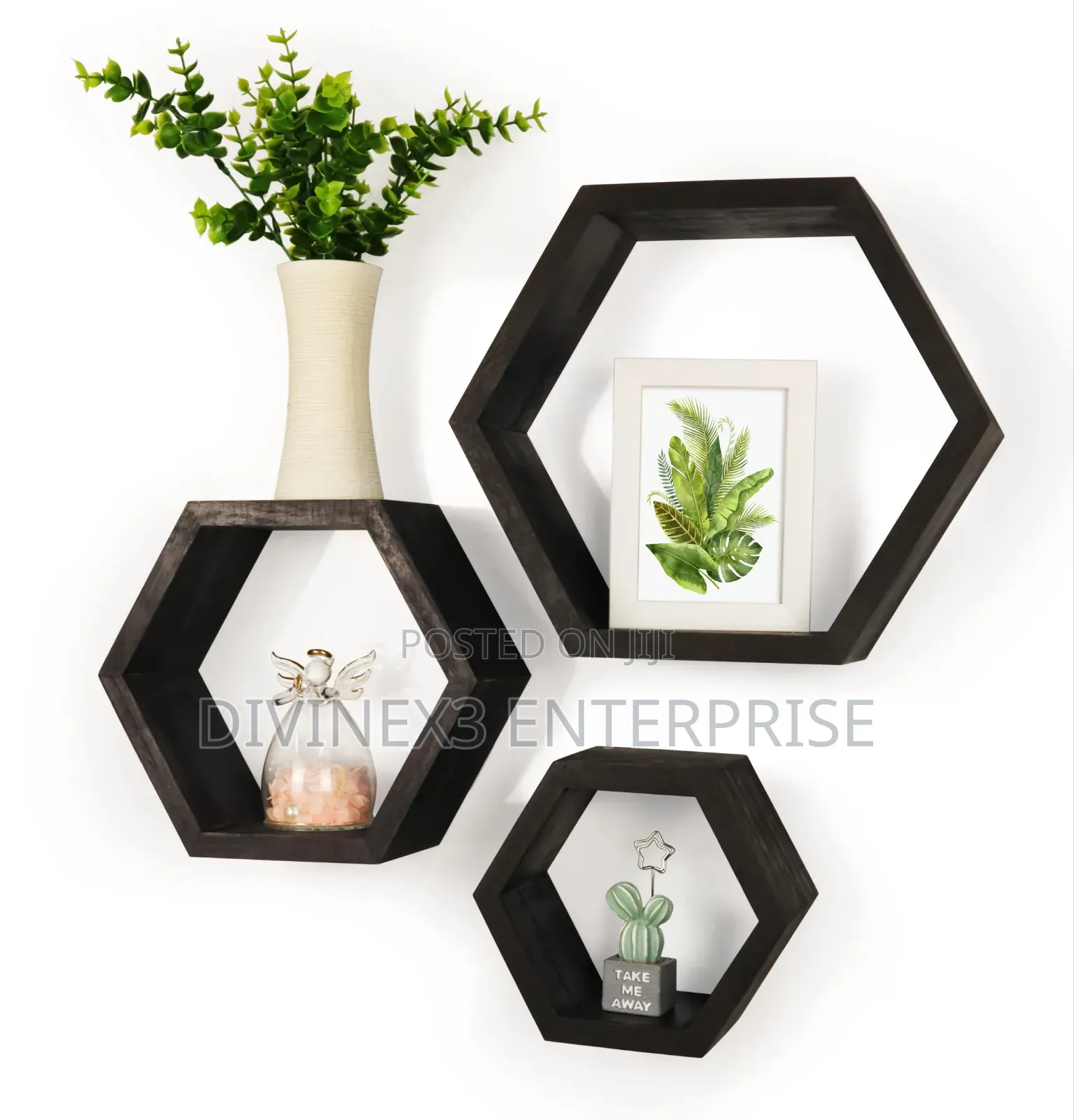 Hexagon Floating Shelves – 3-Piece Set