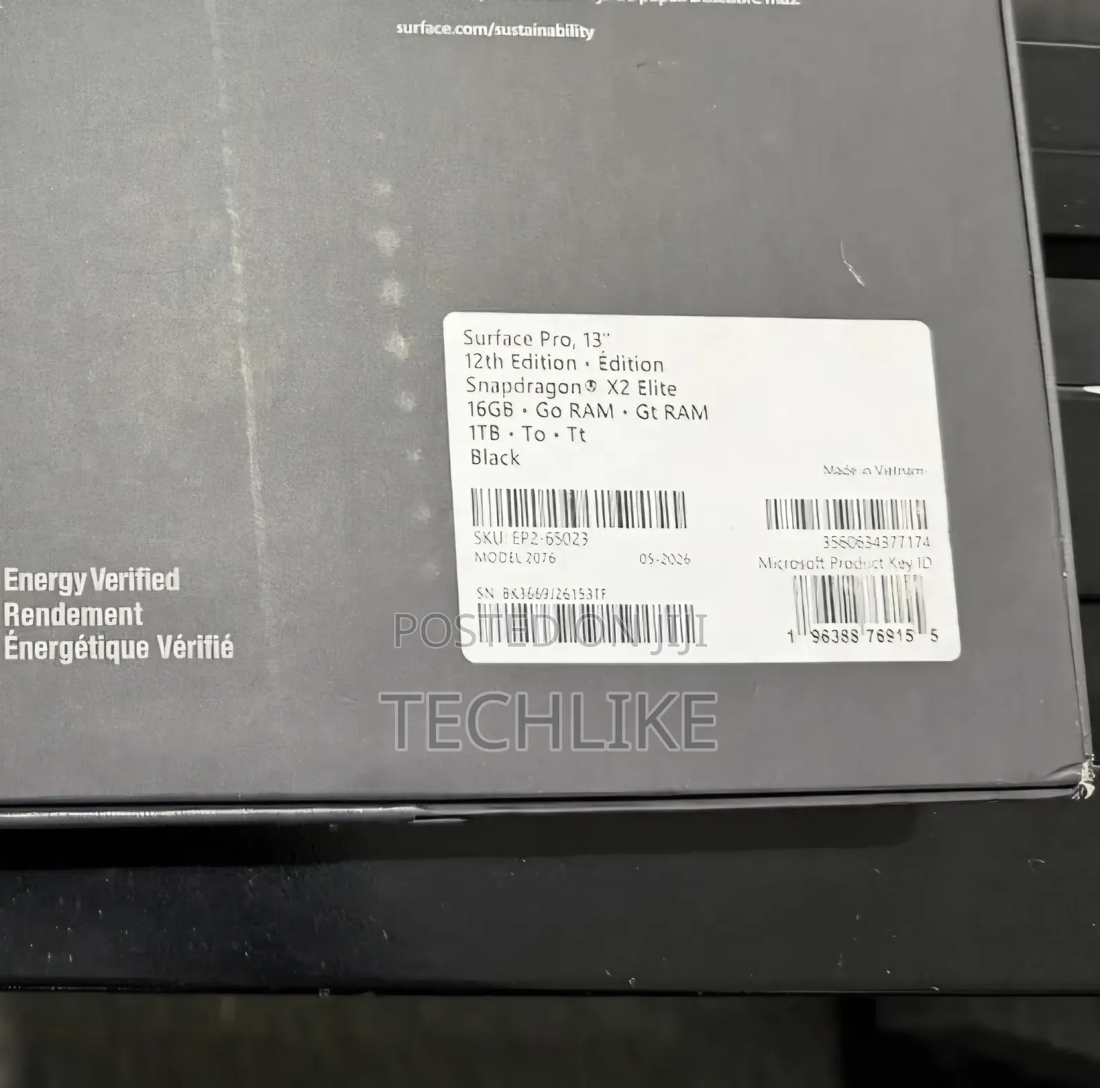 New Laptop Microsoft Surface Pro Copilot+ PC 12 16GB SSD 2T