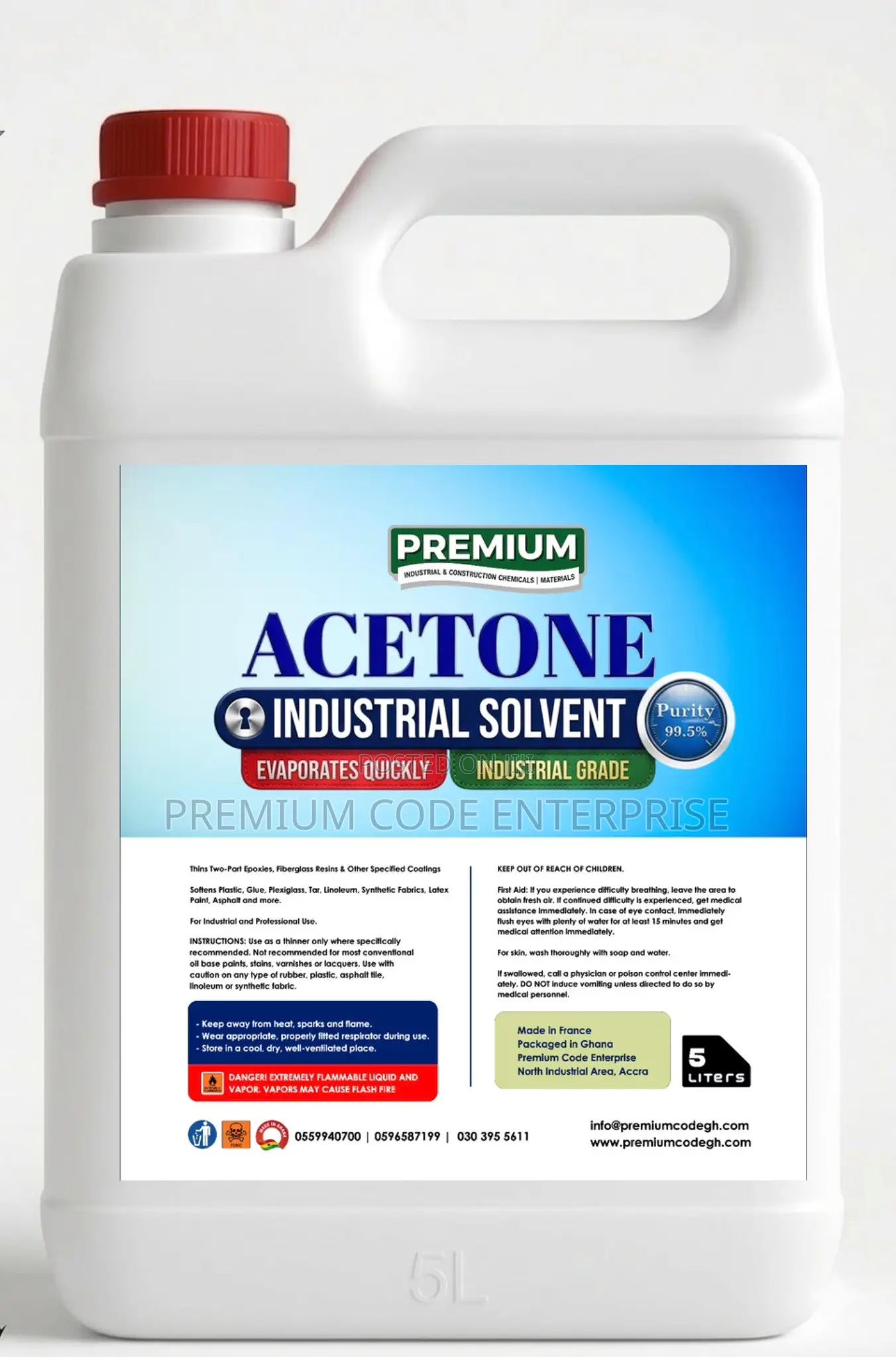 Industrial Acetone 99.9% – 5l