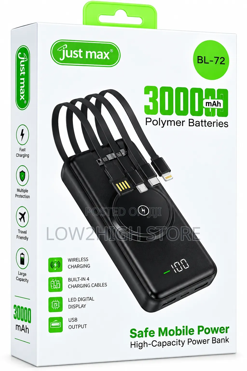 Just Max BL-72 30,000mAh Wireless Power Bank
