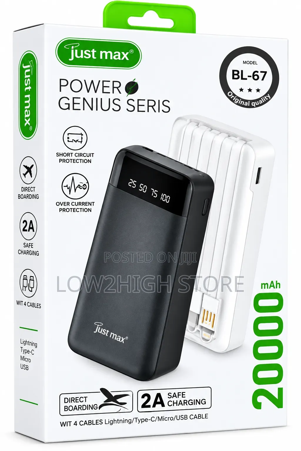 Just Max BL-67 Power Genius 20,000mAh Power Bank