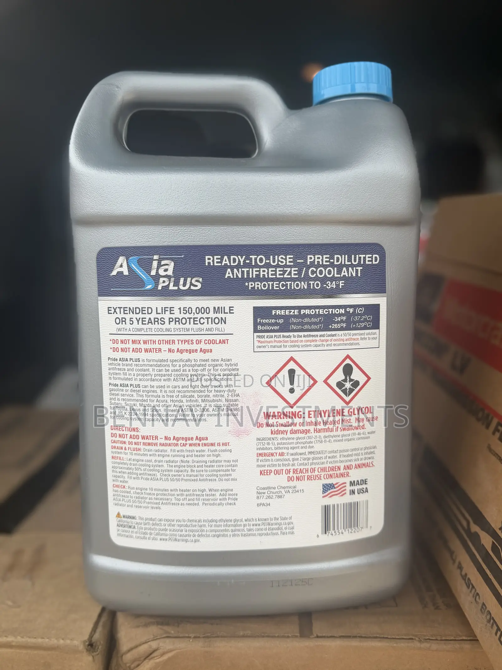 Pride Asia-Plus Pre-Diluted Blue Anti-Freeze/Coolant