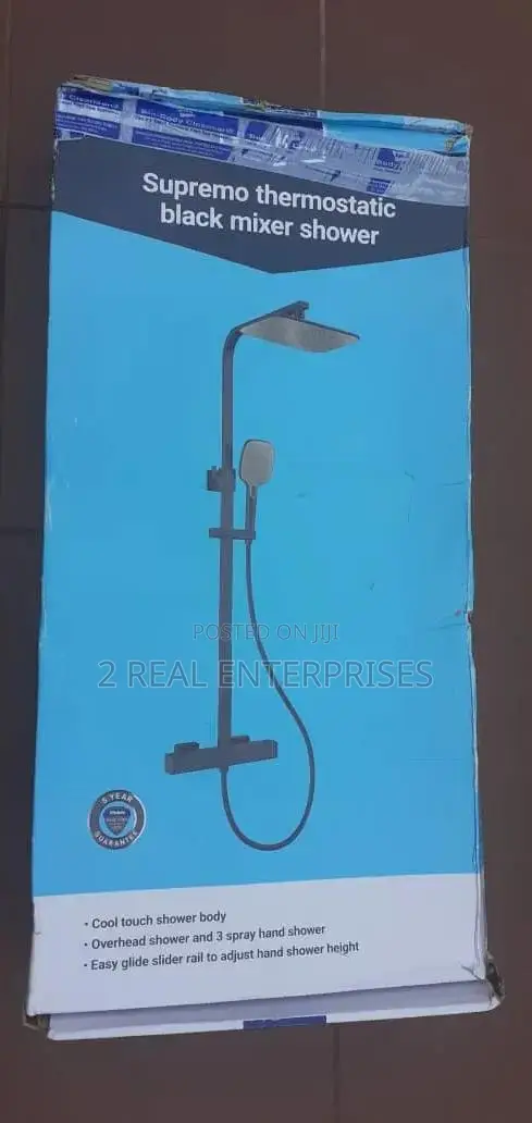 Wickes Contemporary Matte Black Shower Rail Riser Kit