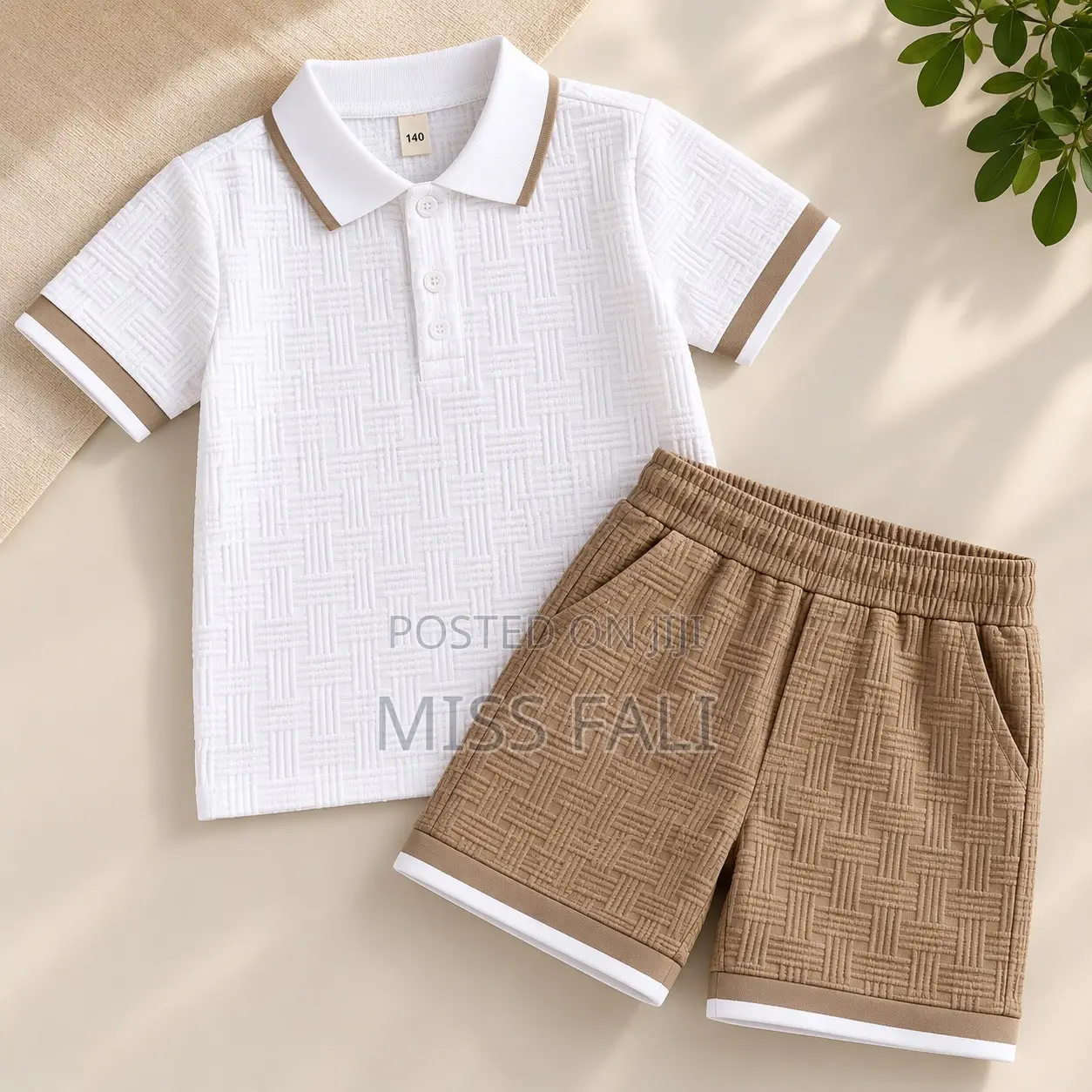 Luxe Textured Polo Set. 9-10Years