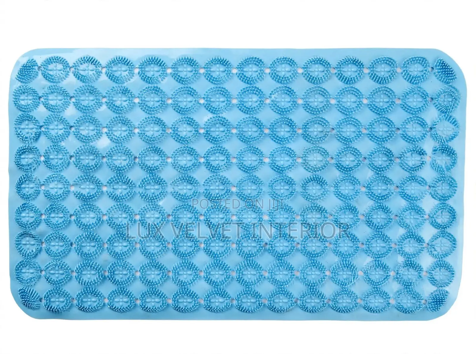 Blue Anti-Slip Rubber Bathroom Mat - Non Slip Shower Mat With Suction