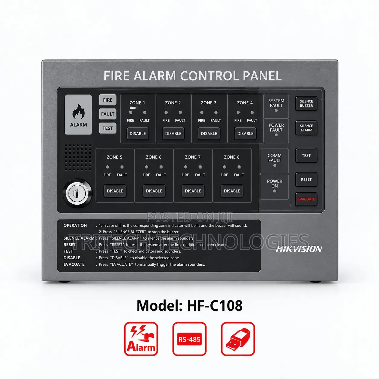 Hikvision Hf-C108
Conventional Fire Alarm Control Panel - 8 Zones